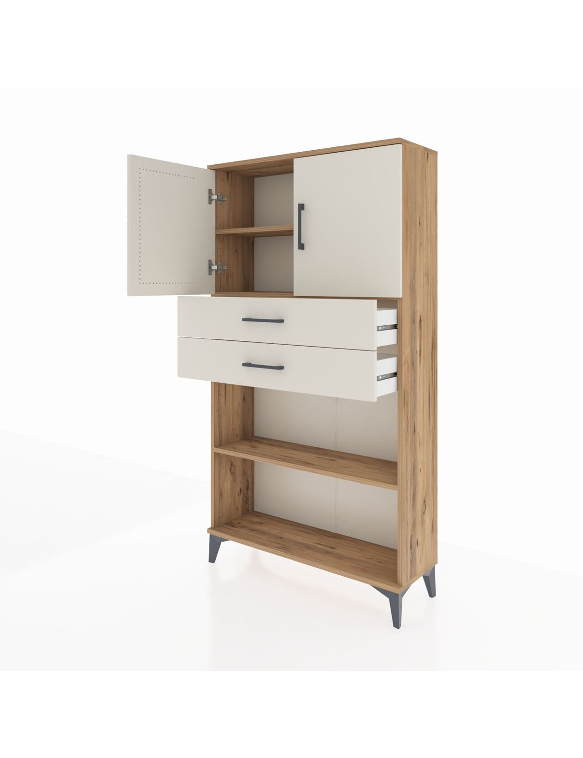 Arges Dolap 3 Raflı 2 Çekmeceli 2 Kapaklı 88x30x163 - S21M073V7A