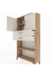 Arges Dolap 3 Raflı 2 Çekmeceli 2 Kapaklı 88x30x163 Çam-Aytaşı