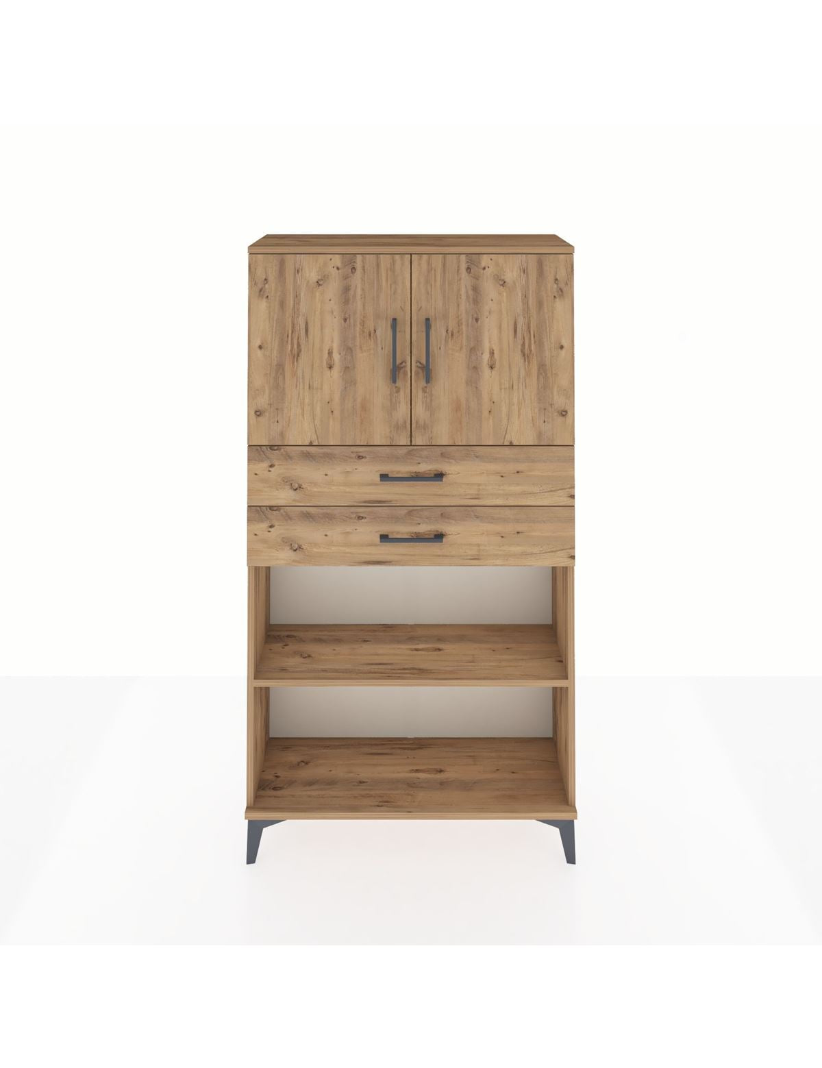 Arges Dolap 3 Raflı 2 Çekmeceli 2 Kapaklı 88x30x163 Çam-Çam