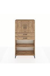 Arges Dolap 3 Raflı 2 Çekmeceli 2 Kapaklı 88x30x163 Çam-Çam