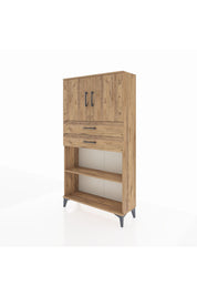 Arges Dolap 3 Raflı 2 Çekmeceli 2 Kapaklı 88x30x163 Çam-Çam