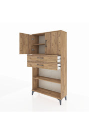 Arges Dolap 3 Raflı 2 Çekmeceli 2 Kapaklı 88x30x163 Çam-Çam