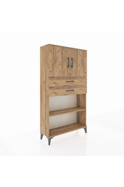 Arges Dolap 3 Raflı 2 Çekmeceli 2 Kapaklı 88x30x163 Çam-Çam