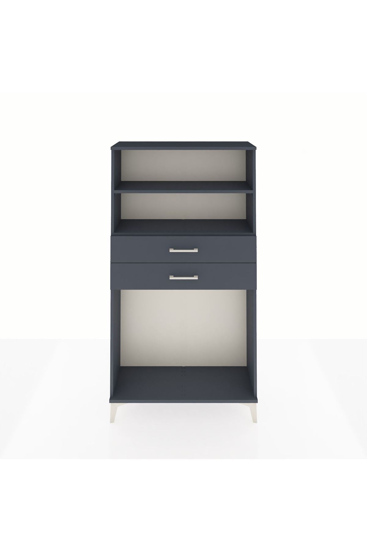 Arges Dolap 2 Raflı 2 Çekmeceli 88x30x163 Antrasit-Antrasit