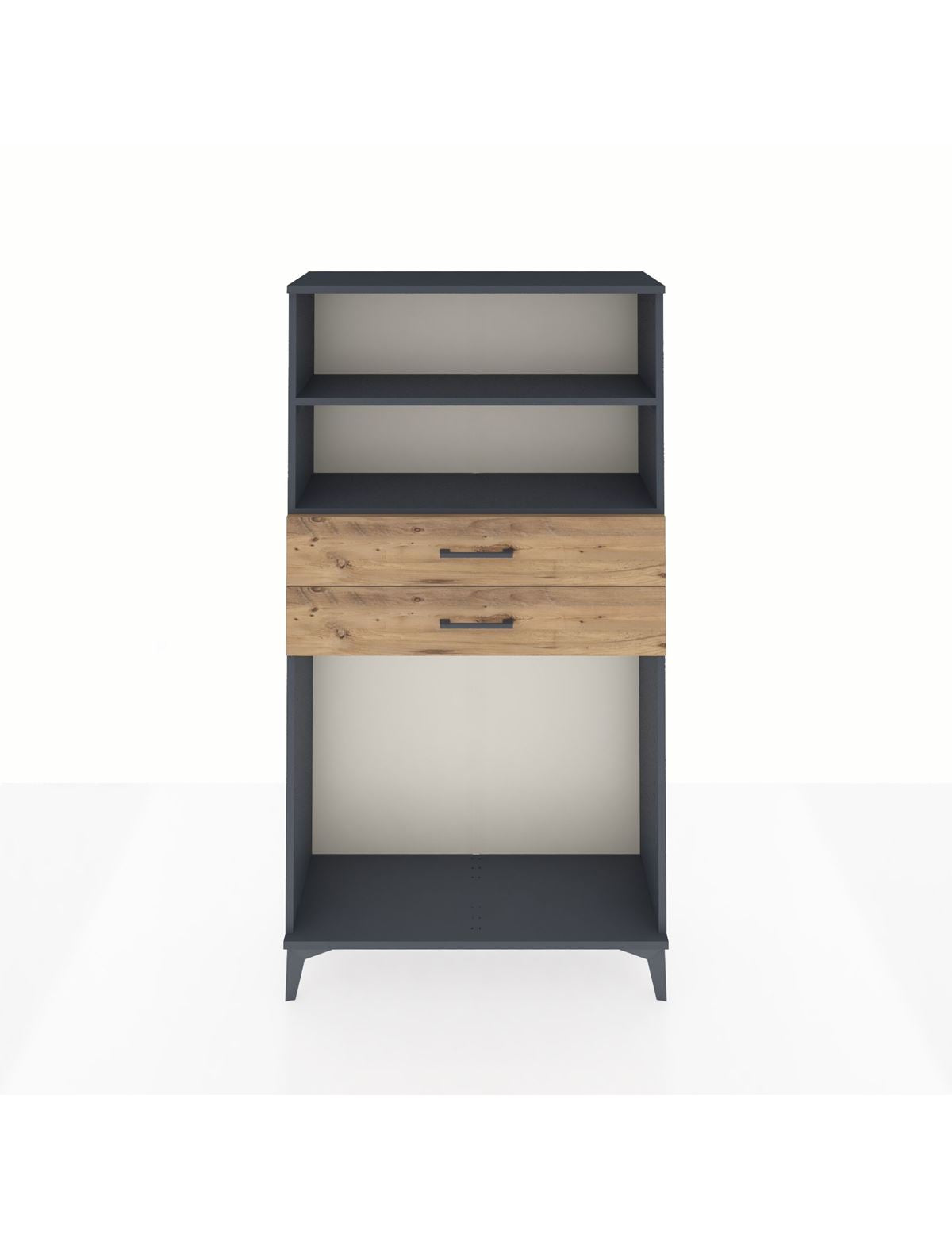 Arges Dolap 2 Raflı 2 Çekmeceli 88x30x163 Antrasit-Çam