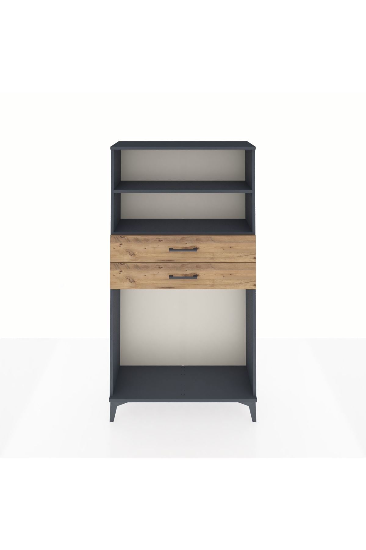 Arges Dolap 2 Raflı 2 Çekmeceli 88x30x163 Antrasit-Çam