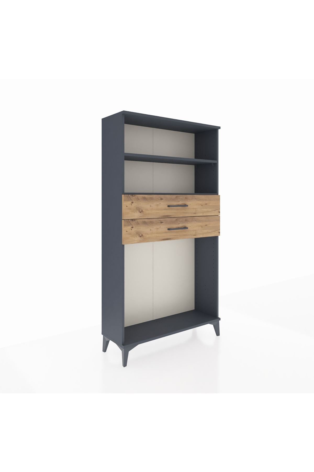 Arges Dolap 2 Raflı 2 Çekmeceli 88x30x163 Antrasit-Çam