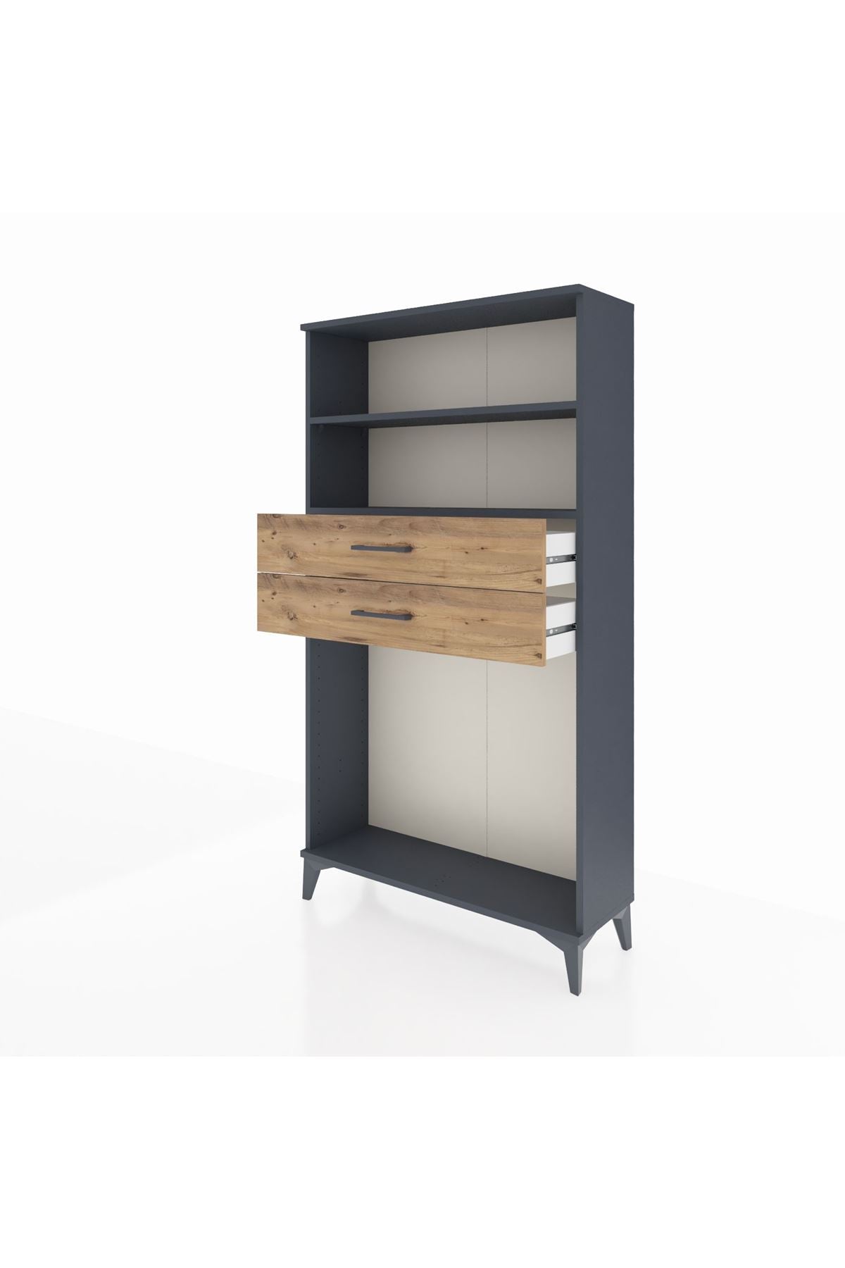 Arges Dolap 2 Raflı 2 Çekmeceli 88x30x163 Antrasit-Çam