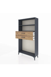 Arges Dolap 2 Raflı 2 Çekmeceli 88x30x163 Antrasit-Çam