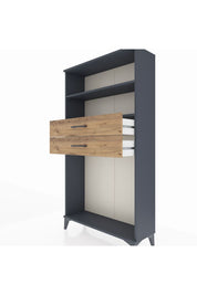 Arges Dolap 2 Raflı 2 Çekmeceli 88x30x163 Antrasit-Çam