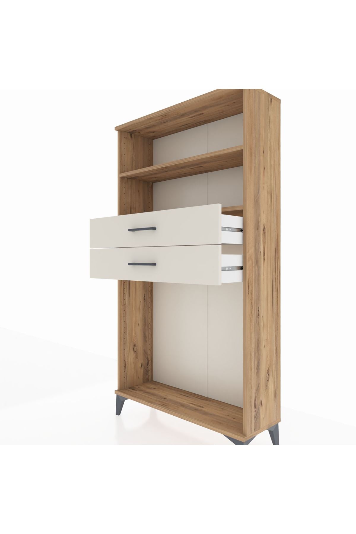 Arges Dolap 2 Raflı 2 Çekmeceli 88x30x163 Çam-Aytaşı