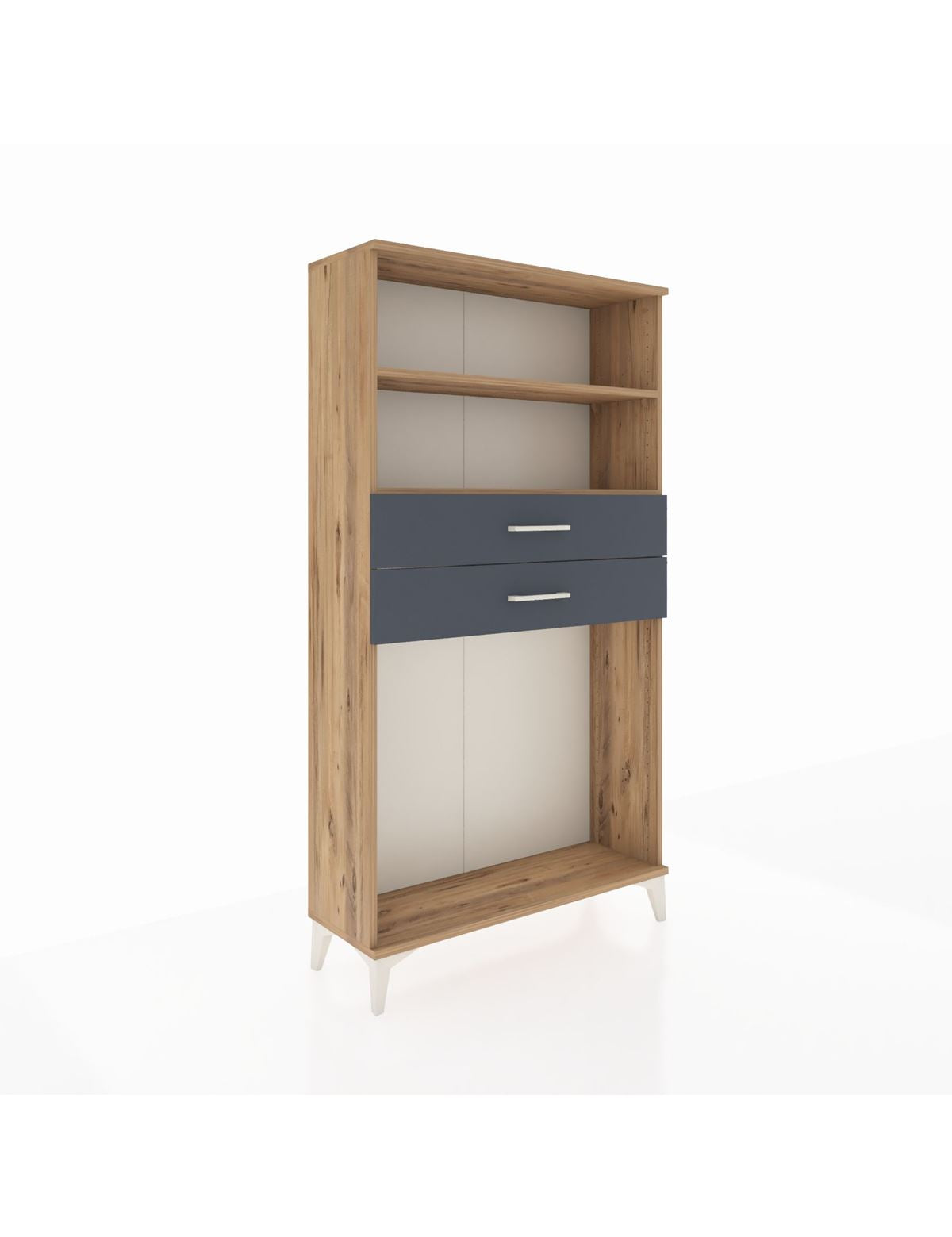 Arges Dolap 2 Raflı 2 Çekmeceli 88x30x163 Çam-Antrasit