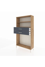 Arges Dolap 2 Raflı 2 Çekmeceli 88x30x163 Çam-Antrasit