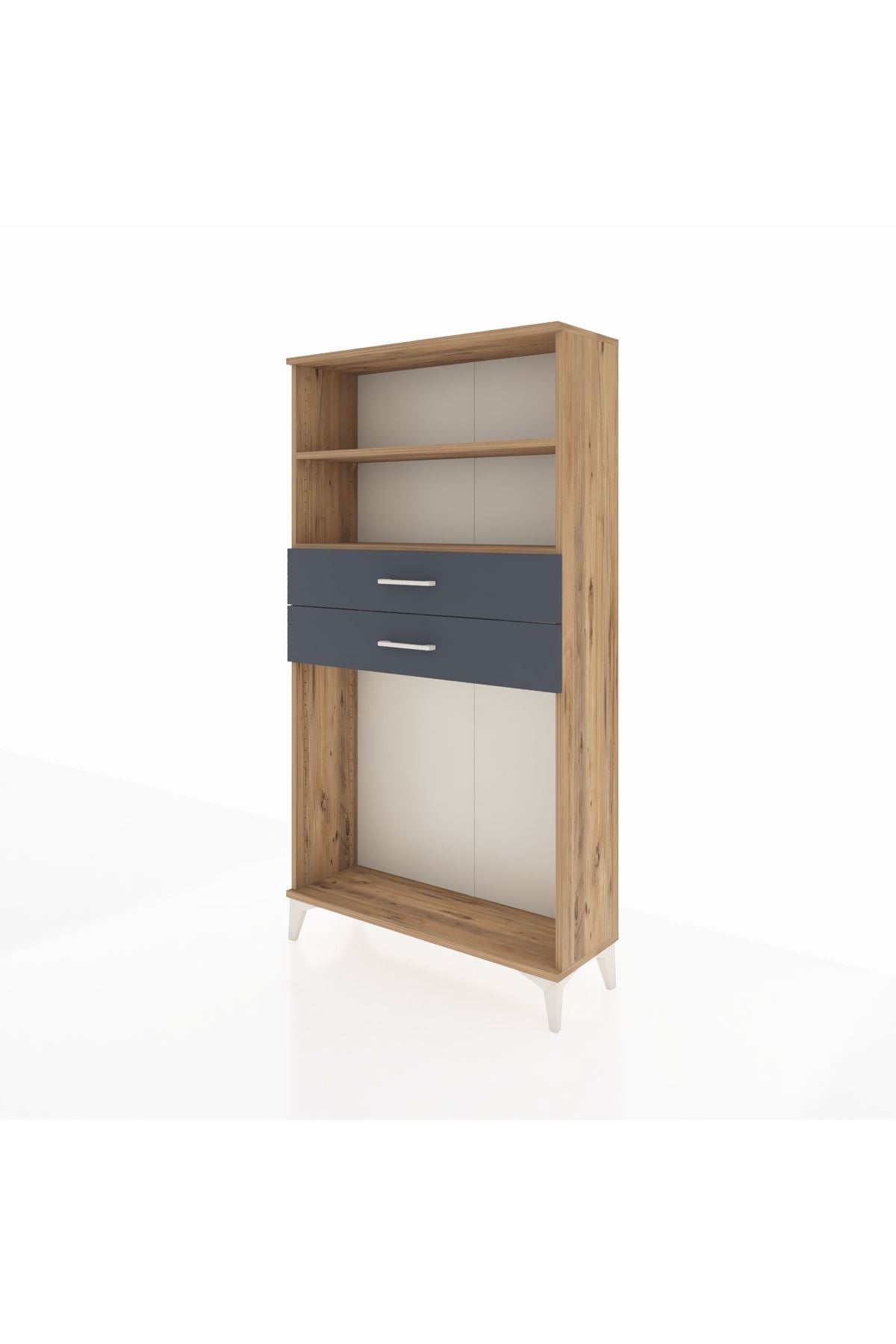 Arges Dolap 2 Raflı 2 Çekmeceli 88x30x163 Çam-Antrasit