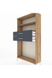 Arges Dolap 2 Raflı 2 Çekmeceli 88x30x163 Çam-Antrasit