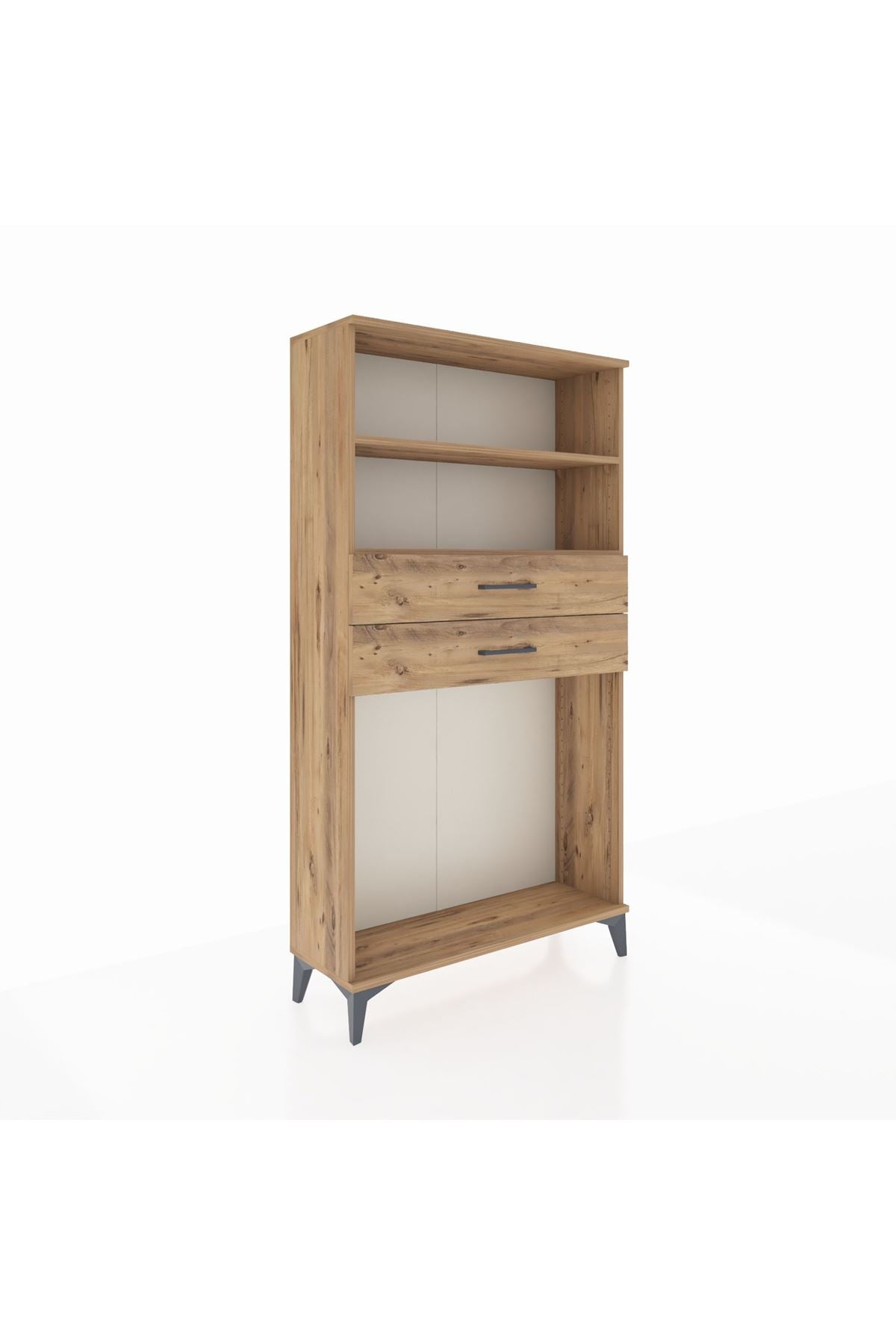 Arges Dolap 2 Raflı 2 Çekmeceli 88x30x163 Çam-Çam