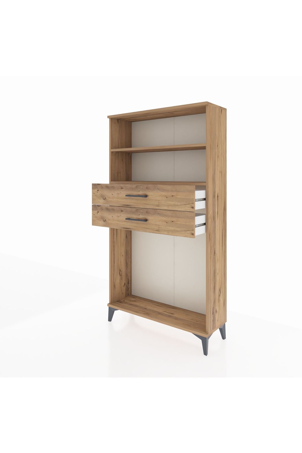 Arges Dolap 2 Raflı 2 Çekmeceli 88x30x163 Çam-Çam