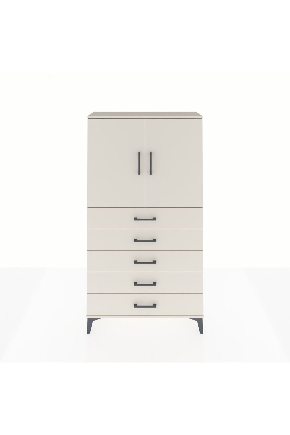 Arges Dolap 2 Raflı 5 Çekmeceli 2 Kapaklı 88x30x163 Aytaşı-Aytaşı