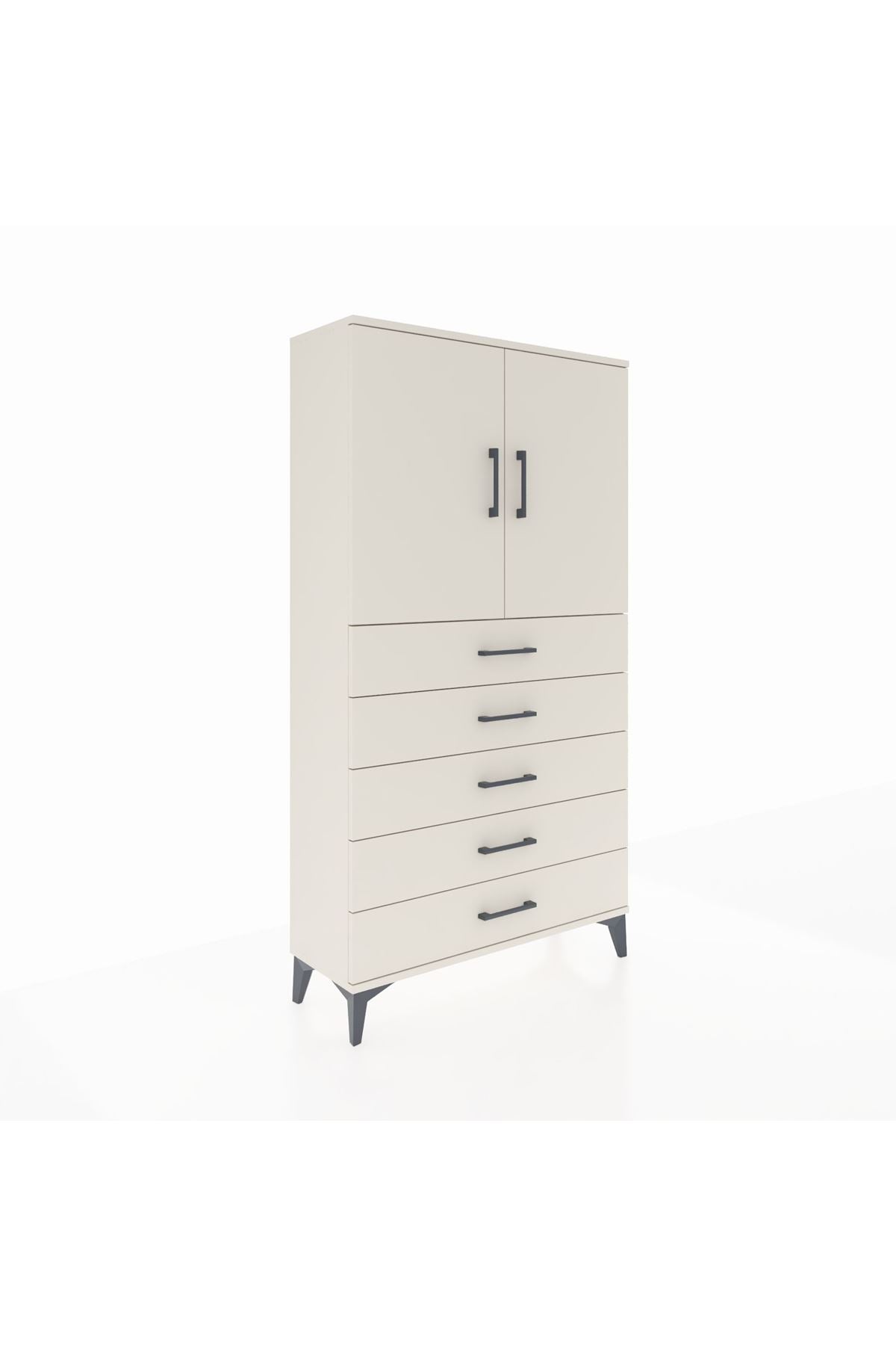 Arges Dolap 2 Raflı 5 Çekmeceli 2 Kapaklı 88x30x163 Aytaşı-Aytaşı