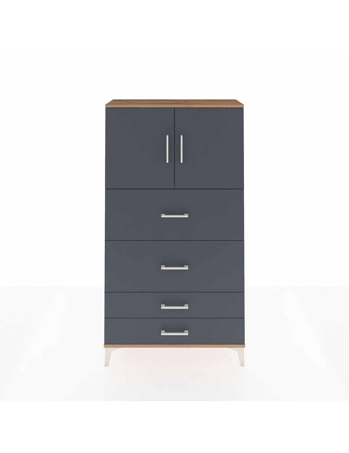 Arges Dolap 2 Raflı 4 Çekmeceli 2 Kapaklı 88x30x163 Çam-Antrasit