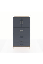 Arges Dolap 2 Raflı 4 Çekmeceli 2 Kapaklı 88x30x163 Çam-Antrasit