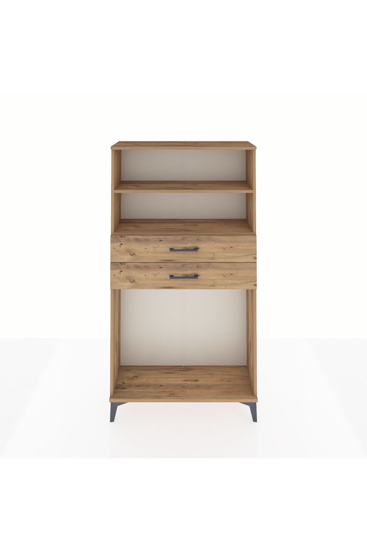 Arges Dolap 2 Raflı 2 Çekmeceli 88x30x163 Çam-Çam