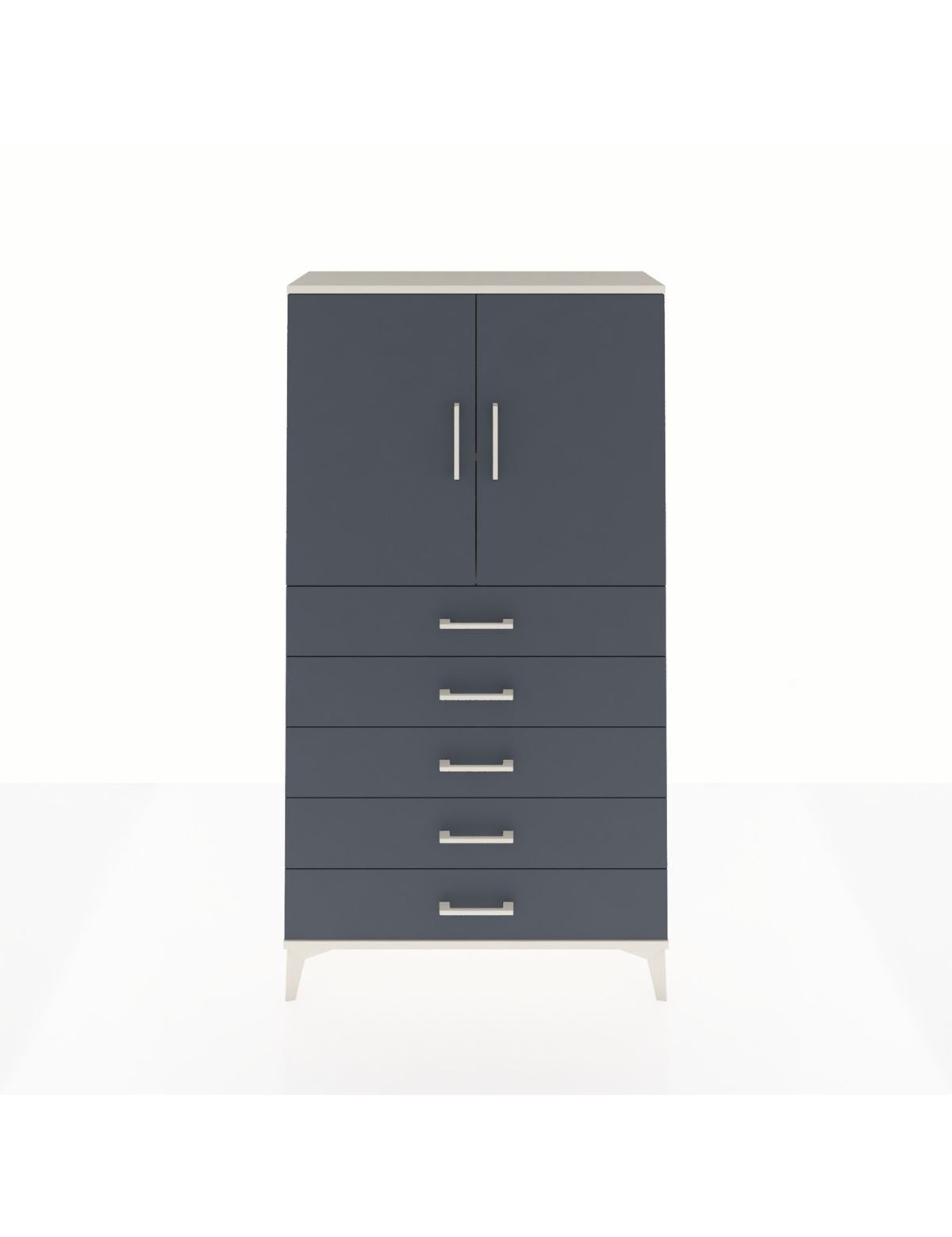 Arges Dolap 2 Raflı 5 Çekmeceli 2 Kapaklı 88x30x163 Aytaşı-Antrasit