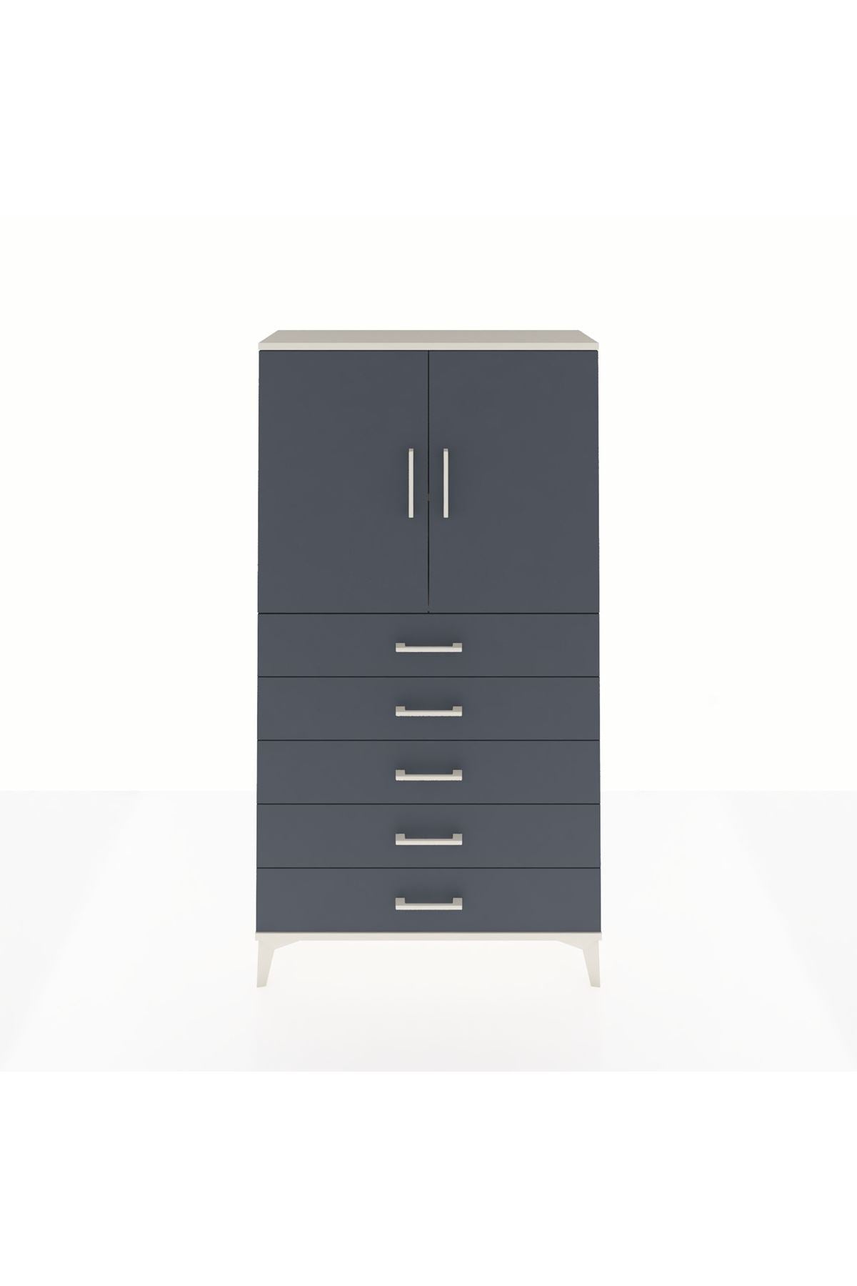 Arges Dolap 2 Raflı 5 Çekmeceli 2 Kapaklı 88x30x163 Aytaşı-Antrasit