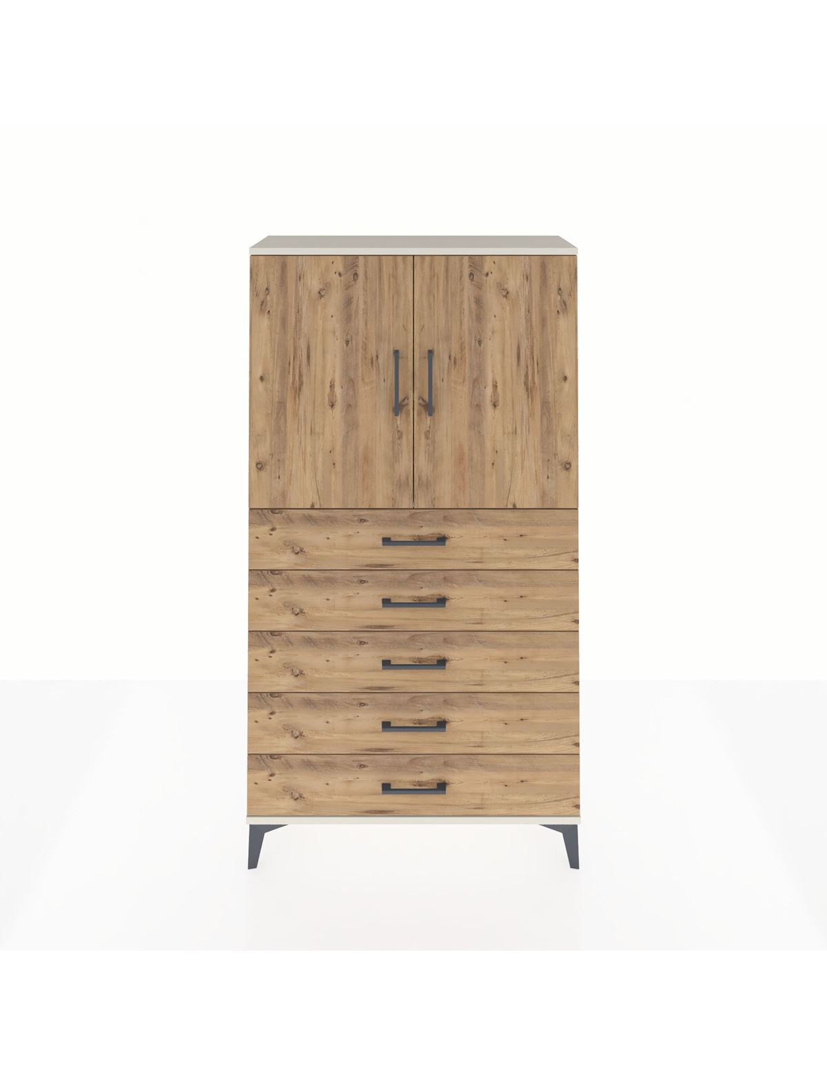 Arges Dolap 2 Raflı 5 Çekmeceli 2 Kapaklı 88x30x163 Aytaşı-Çam