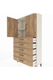 Arges Dolap 2 Raflı 5 Çekmeceli 2 Kapaklı 88x30x163 Aytaşı-Çam