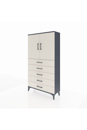 Arges Dolap 2 Raflı 5 Çekmeceli 2 Kapaklı 88x30x163 Antrasit-Aytaşı