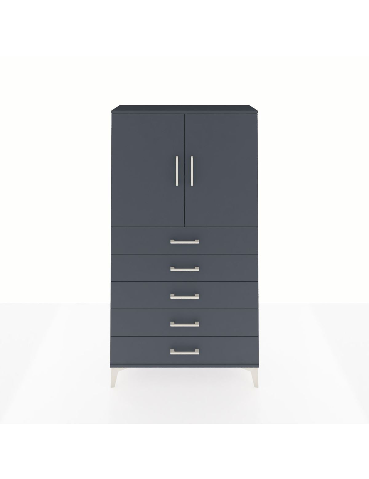 Arges Dolap 2 Raflı 5 Çekmeceli 2 Kapaklı 88x30x163 Antrasit-Antrasit