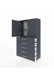 Arges Dolap 2 Raflı 5 Çekmeceli 2 Kapaklı 88x30x163 Antrasit-Antrasit