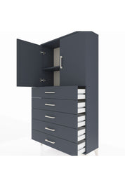 Arges Dolap 2 Raflı 5 Çekmeceli 2 Kapaklı 88x30x163 Antrasit-Antrasit