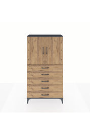 Arges Dolap 2 Raflı 5 Çekmeceli 2 Kapaklı 88x30x163 Antrasit-Çam