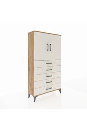Arges Dolap 2 Raflı 5 Çekmeceli 2 Kapaklı 88x30x163 Çam-Aytaşı