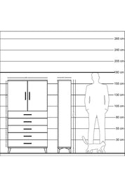 Arges Dolap 2 Raflı 5 Çekmeceli 2 Kapaklı 88x30x163 Çam-Aytaşı