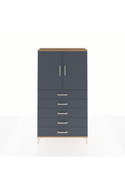 Arges Dolap 2 Raflı 5 Çekmeceli 2 Kapaklı 88x30x163 Çam-Antrasit