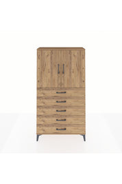 Arges Dolap 2 Raflı 5 Çekmeceli 2 Kapaklı 88x30x163 Çam-Çam