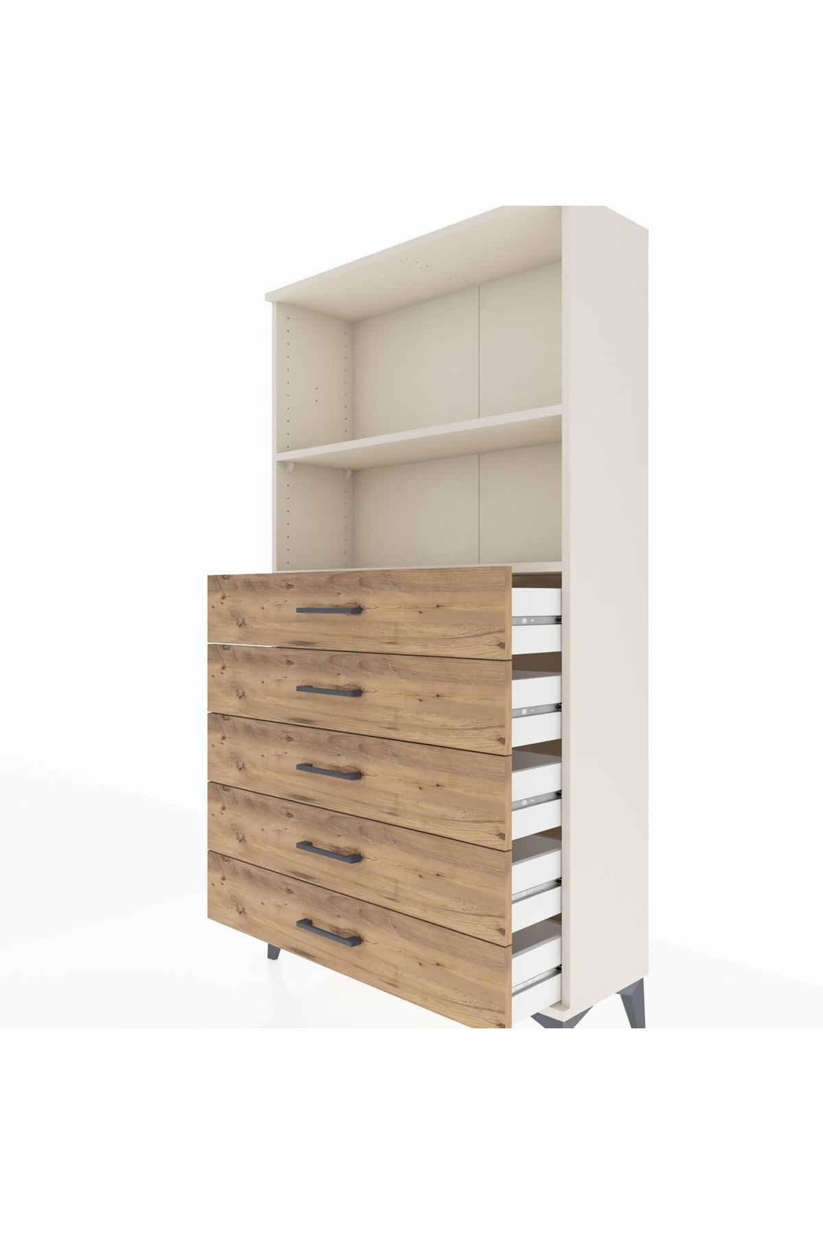 Arges Dolap 2 Raflı 5 Çekmeceli 88x30x163 Aytaşı-Çam