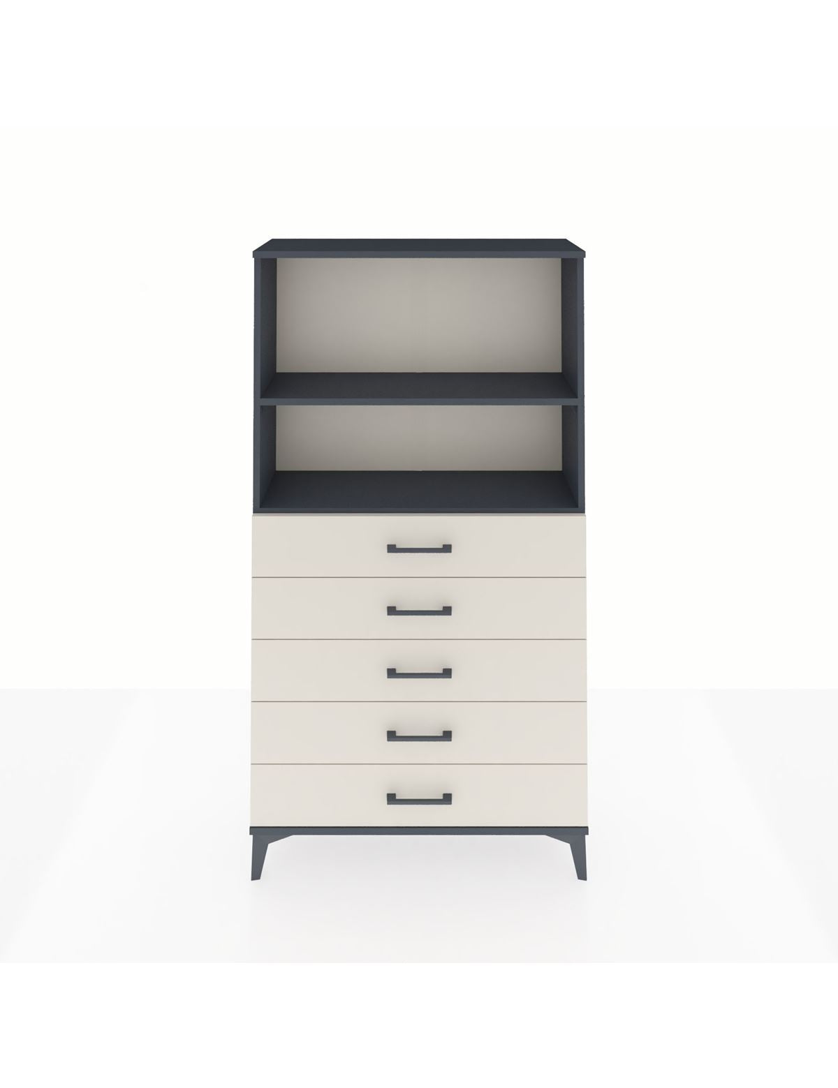 Arges Dolap 2 Raflı 5 Çekmeceli 88x30x163 Antrasit-Aytaşı