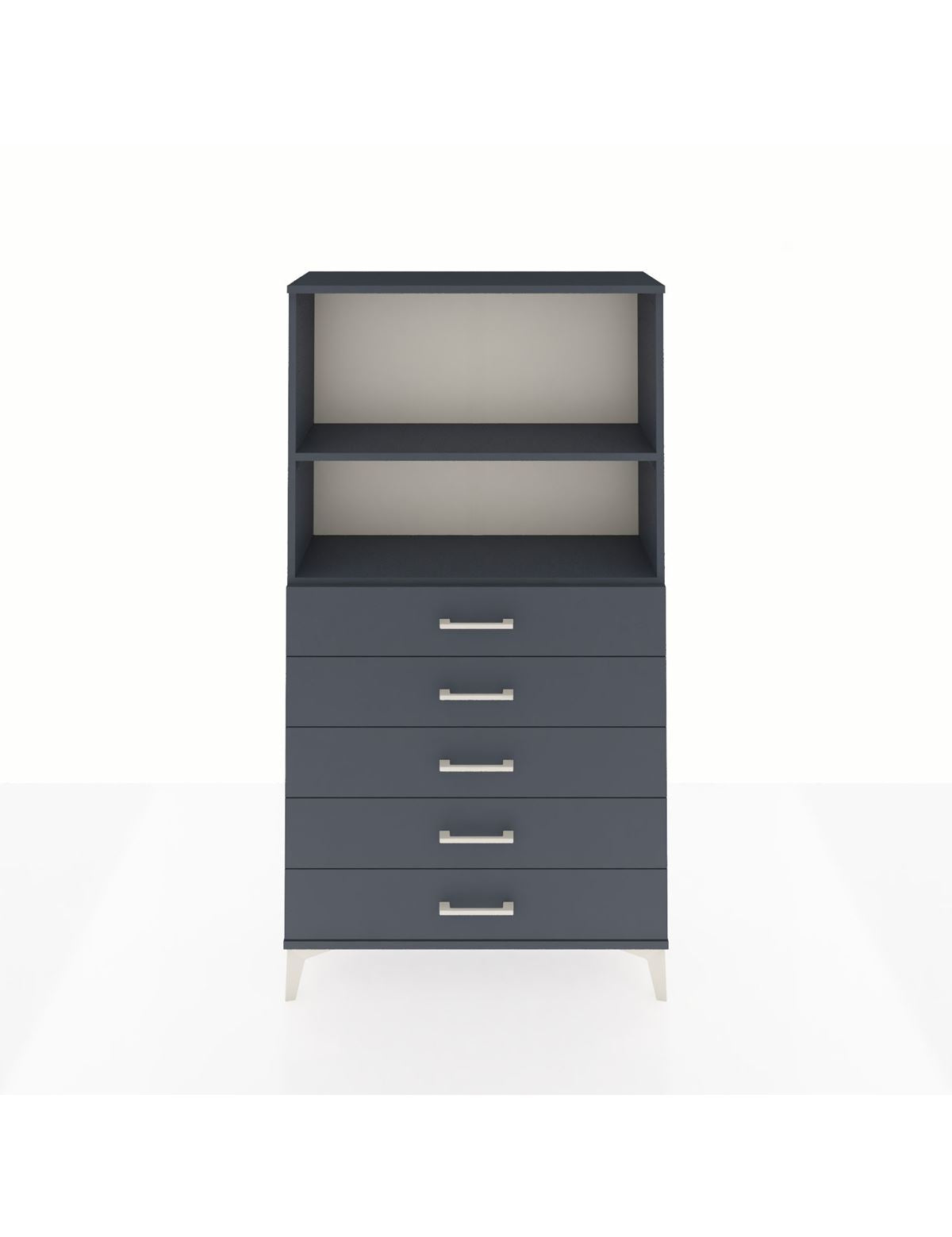 Arges Dolap 2 Raflı 5 Çekmeceli 88x30x163 Antrasit-Antrasit