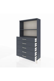 Arges Dolap 2 Raflı 5 Çekmeceli 88x30x163 Antrasit-Antrasit