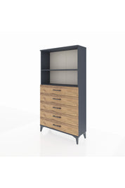 Arges Dolap 2 Raflı 5 Çekmeceli 88x30x163 Antrasit-Çam