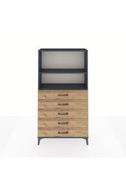 Arges Dolap 2 Raflı 5 Çekmeceli 88x30x163 Antrasit-Çam