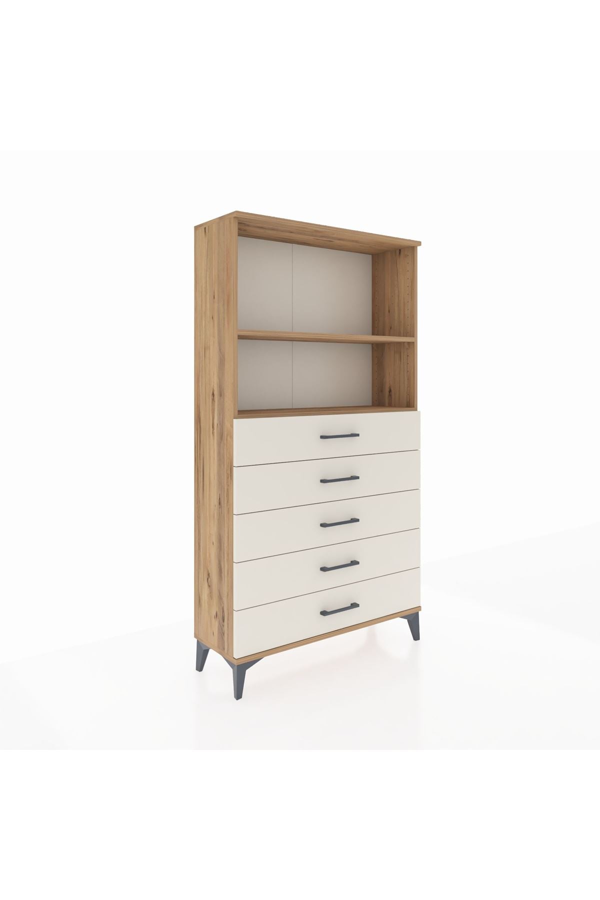 Arges Dolap 2 Raflı 5 Çekmeceli 88x30x163 Çam-Aytaşı