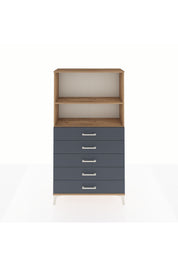 Arges Dolap 2 Raflı 5 Çekmeceli 88x30x163 Çam-Antrasit