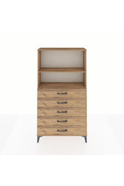 Arges Dolap 2 Raflı 5 Çekmeceli 88x30x163 Çam-Çam