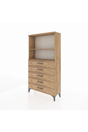 Arges Dolap 2 Raflı 5 Çekmeceli 88x30x163 Çam-Çam
