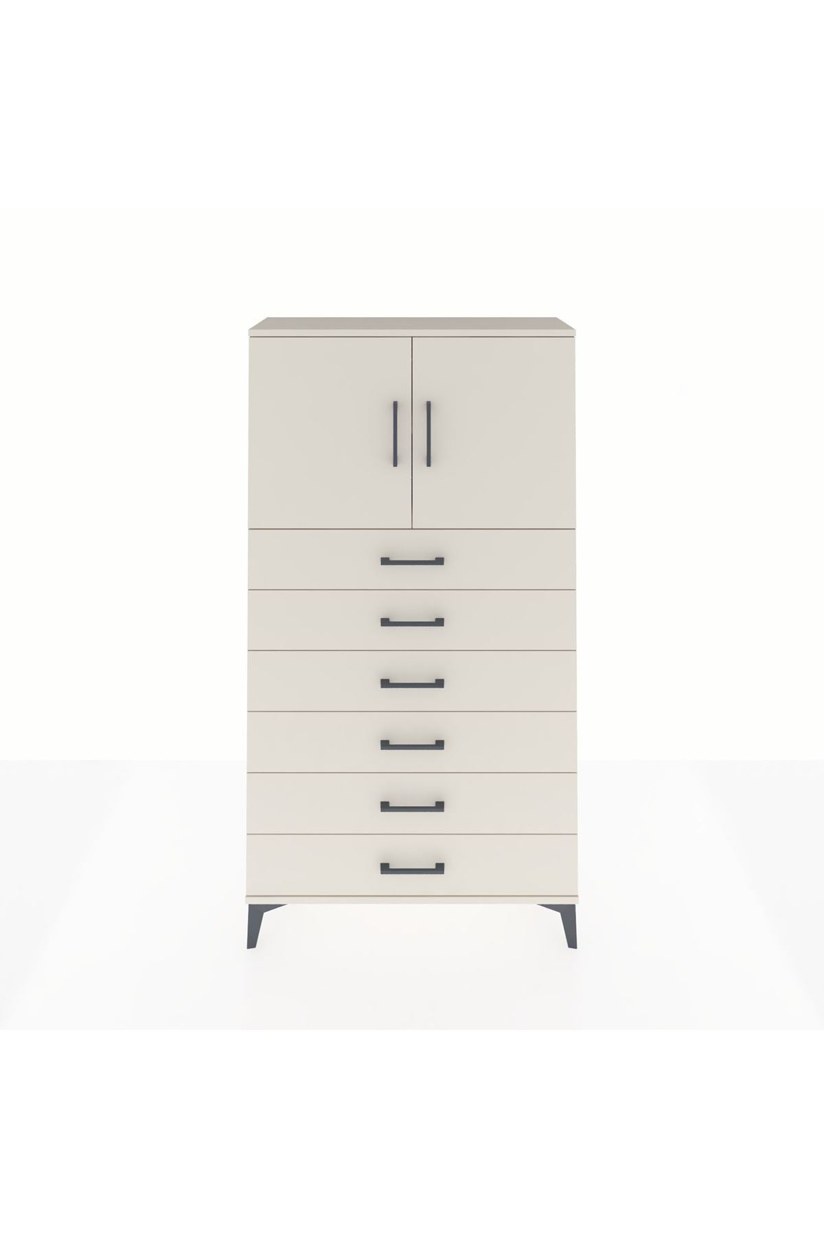 Arges Dolap 2 Raflı 6 Çekmeceli 2 Kapaklı 88x30x163 Aytaşı-Aytaşı